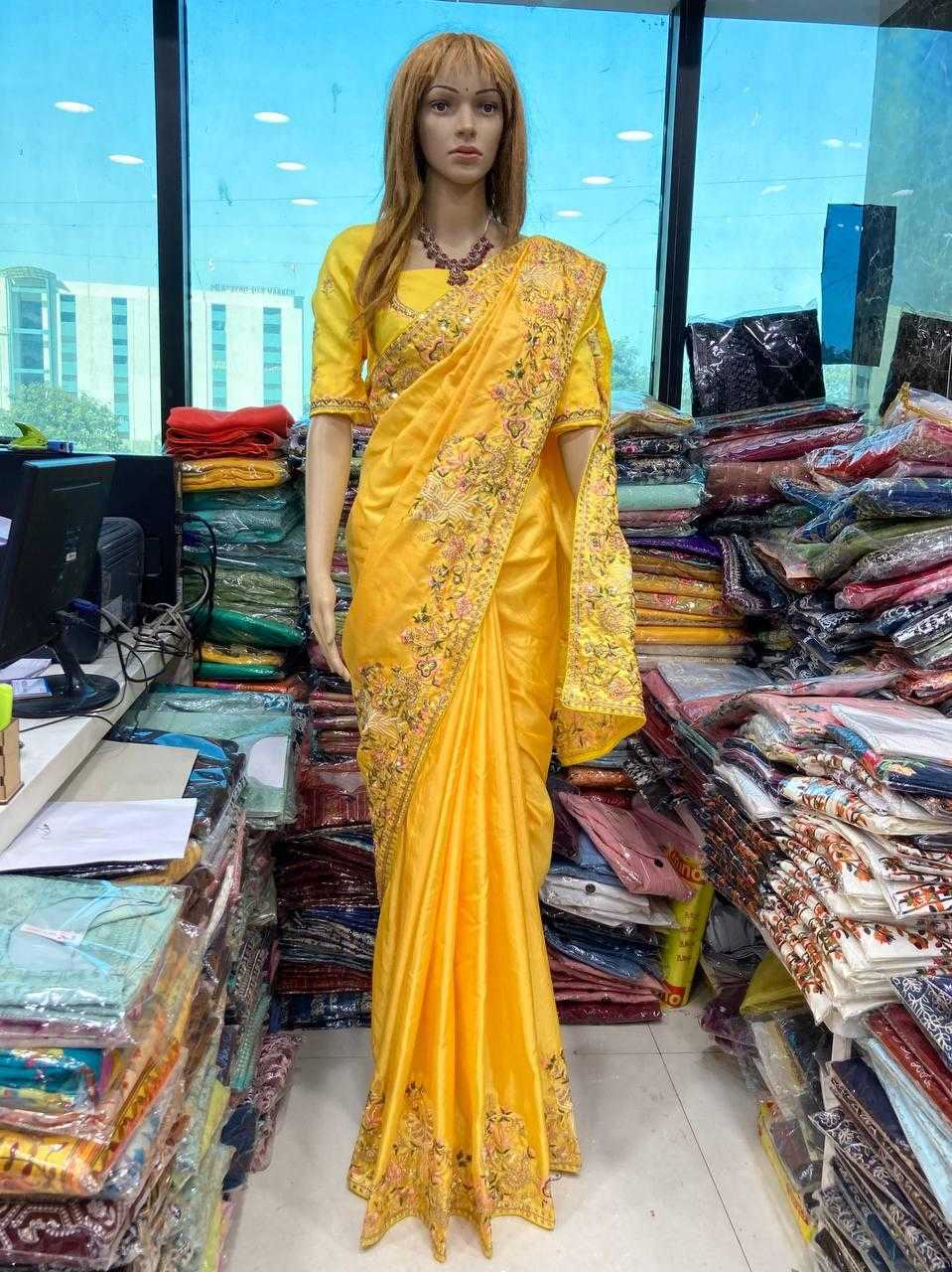 Ynf Chiffon RIN188 Animal Sarees Wedding Collections Festive Collections Wholesale Chiffon Sarees Embroidered Sarees Haldi Outfits Manufacturer
