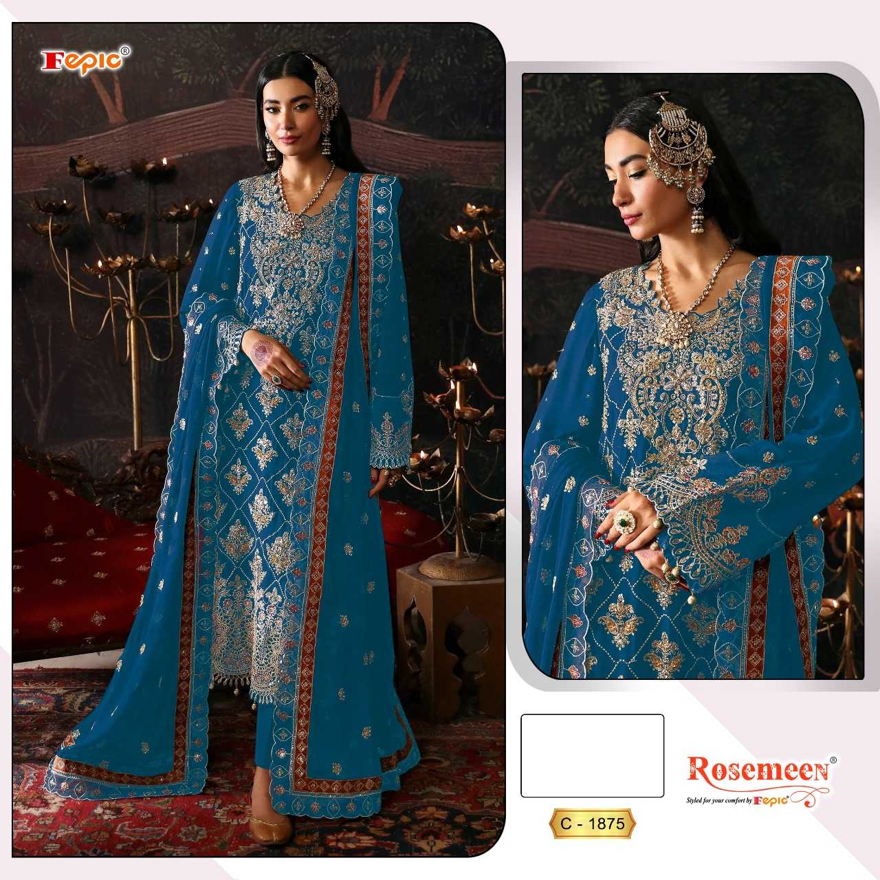 Ynf Chinon KESH446 FEPIC-ROSEMEEN-1875 Suits & Dresses Wedding Collections Wholesale Embroidery Suits Designer Suits Handwork Suits Manufacturer