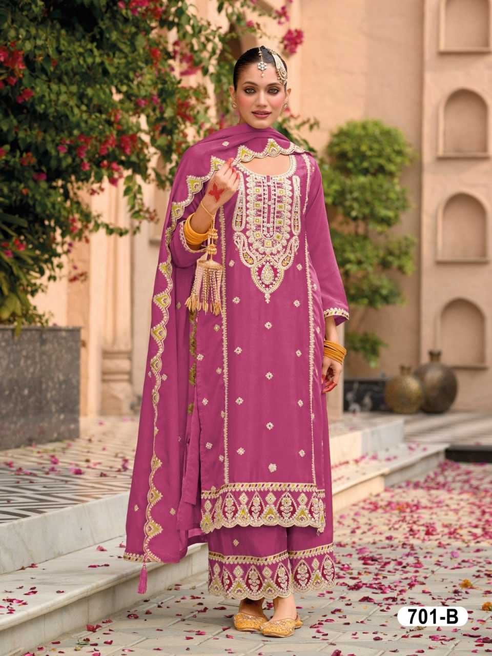 Ynf Chinon KESH504 701 Suits & Dresses Wholesale Ladies Suits Embroidery Suits Palazzo Suit Punjabi Suit Manufacturer
