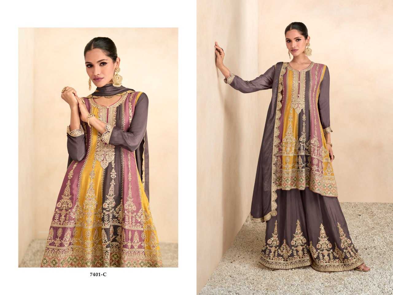 Ynf Chinon KESH504 7401 Suits & Dresses Wedding Collections Festive Collections Wholesale Embroidery Suits Palazzo Suit Designer Suits Manufacturer