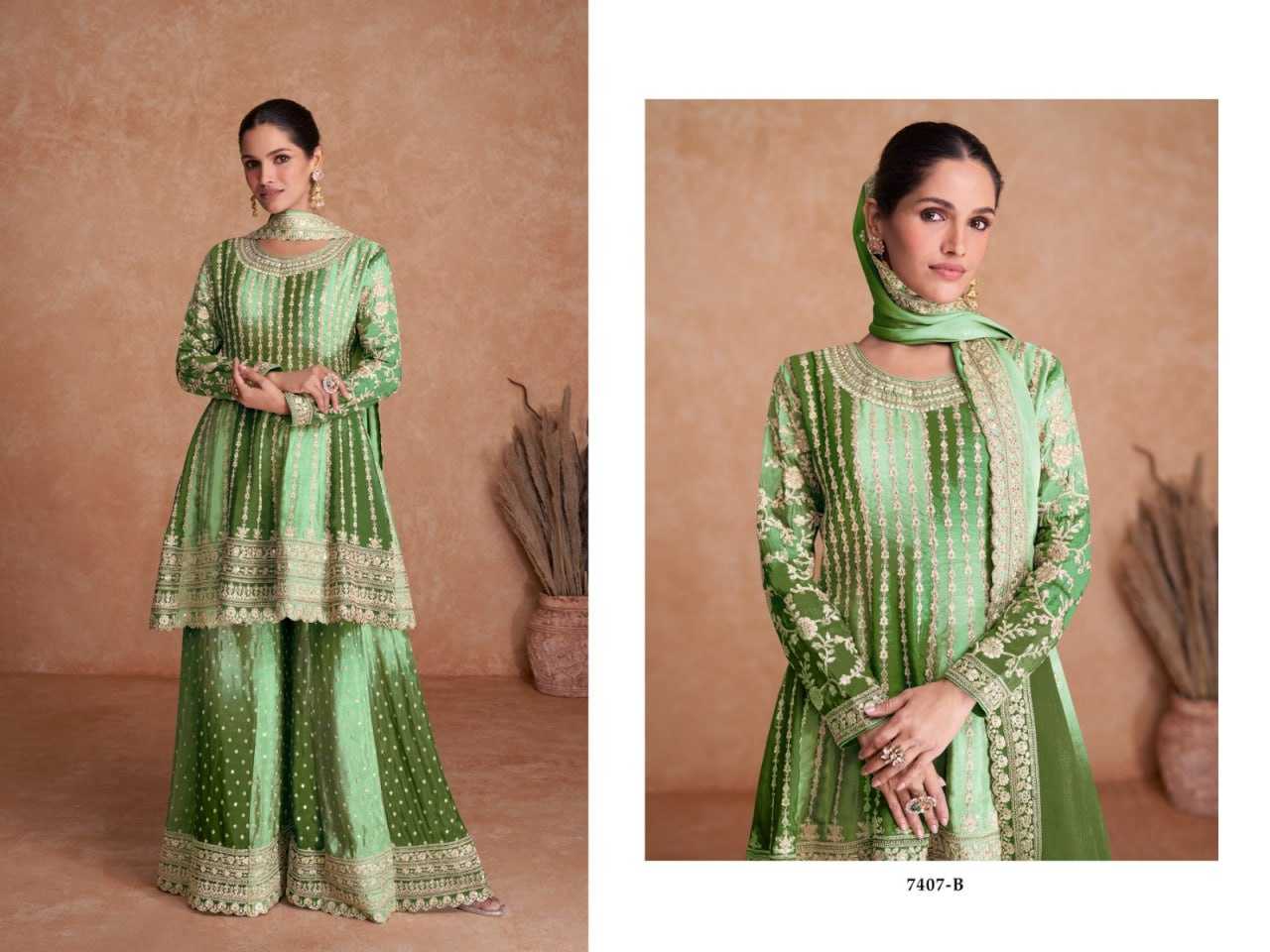 Ynf Chinon KESH504 7407 Suits & Dresses Wedding Collections Festive Collections Wholesale Sharara Salwar Suits Embroidery Suits Designer Suits Manufacturer