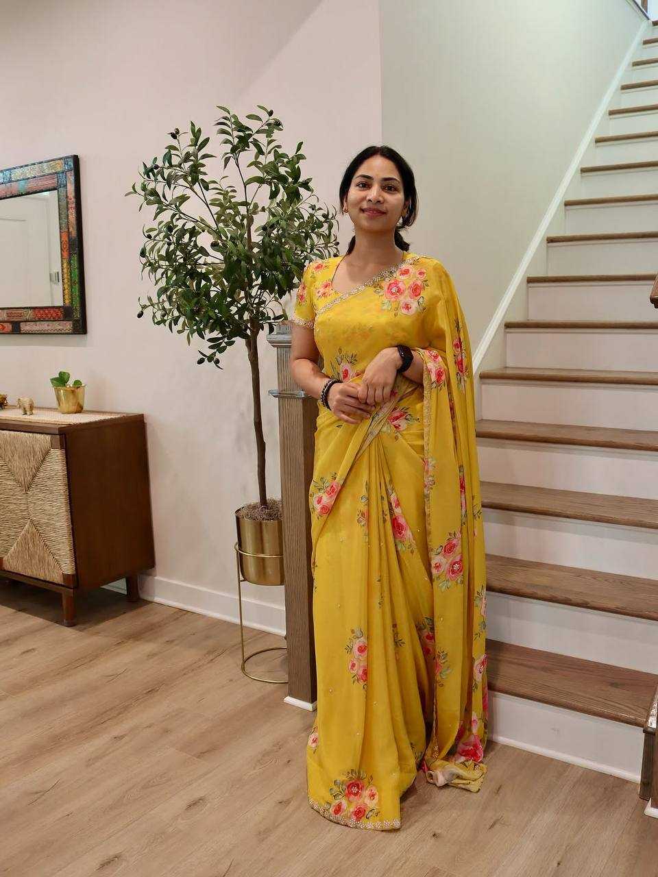 Ynf Chinon KESH509 demanded Sarees Wedding Collections Festive Collections Wholesale Printed Sarees Embroidered Sarees Sarees With Blouse Manufacturer