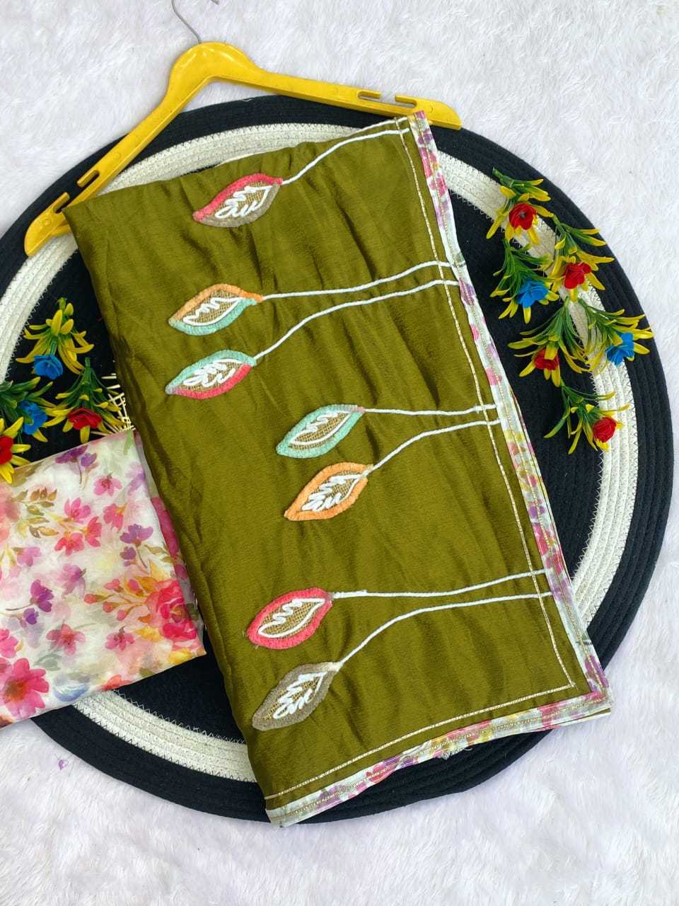Ynf Chinon KESH514 146 Sarees Wholesale Party Wear Sarees Hand Work Sarees Manufacturer