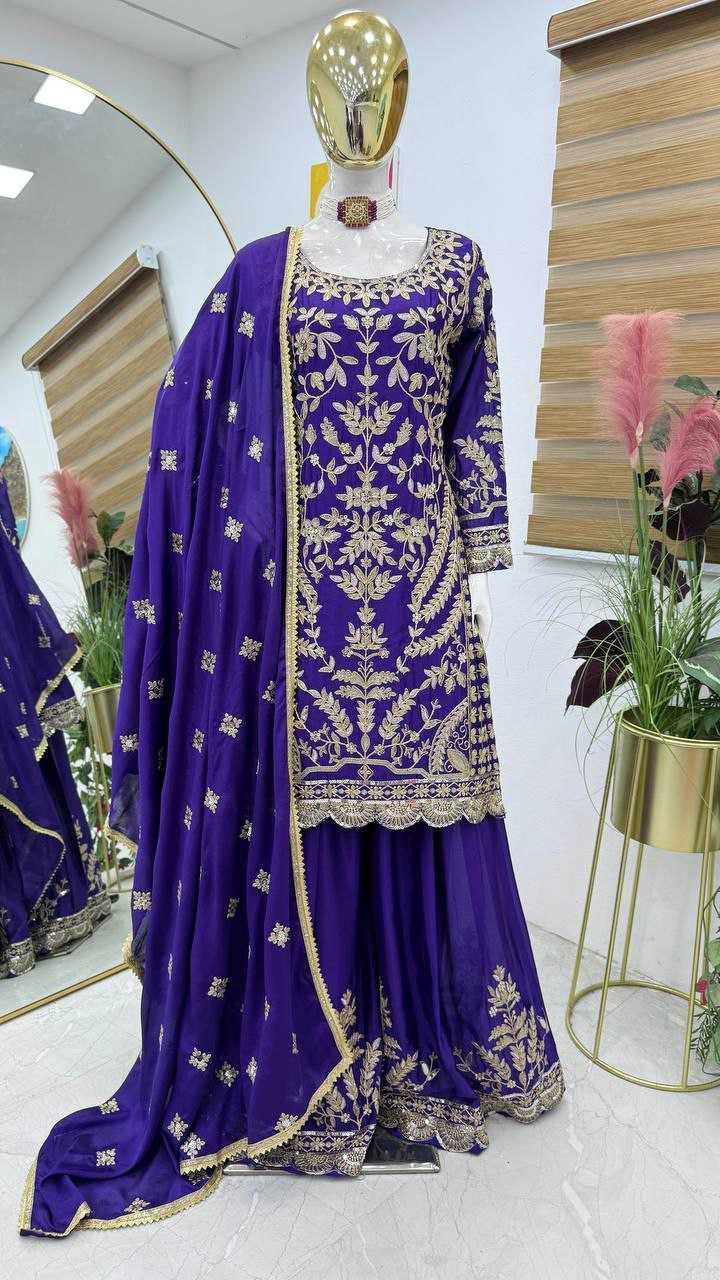 Ynf Chinon Silk KESH158 10091 Suits & Dresses Wedding Collections Festive Collections Wholesale Sharara Salwar Suits Embroidery Suits Ladies Silk Suit Manufacturer