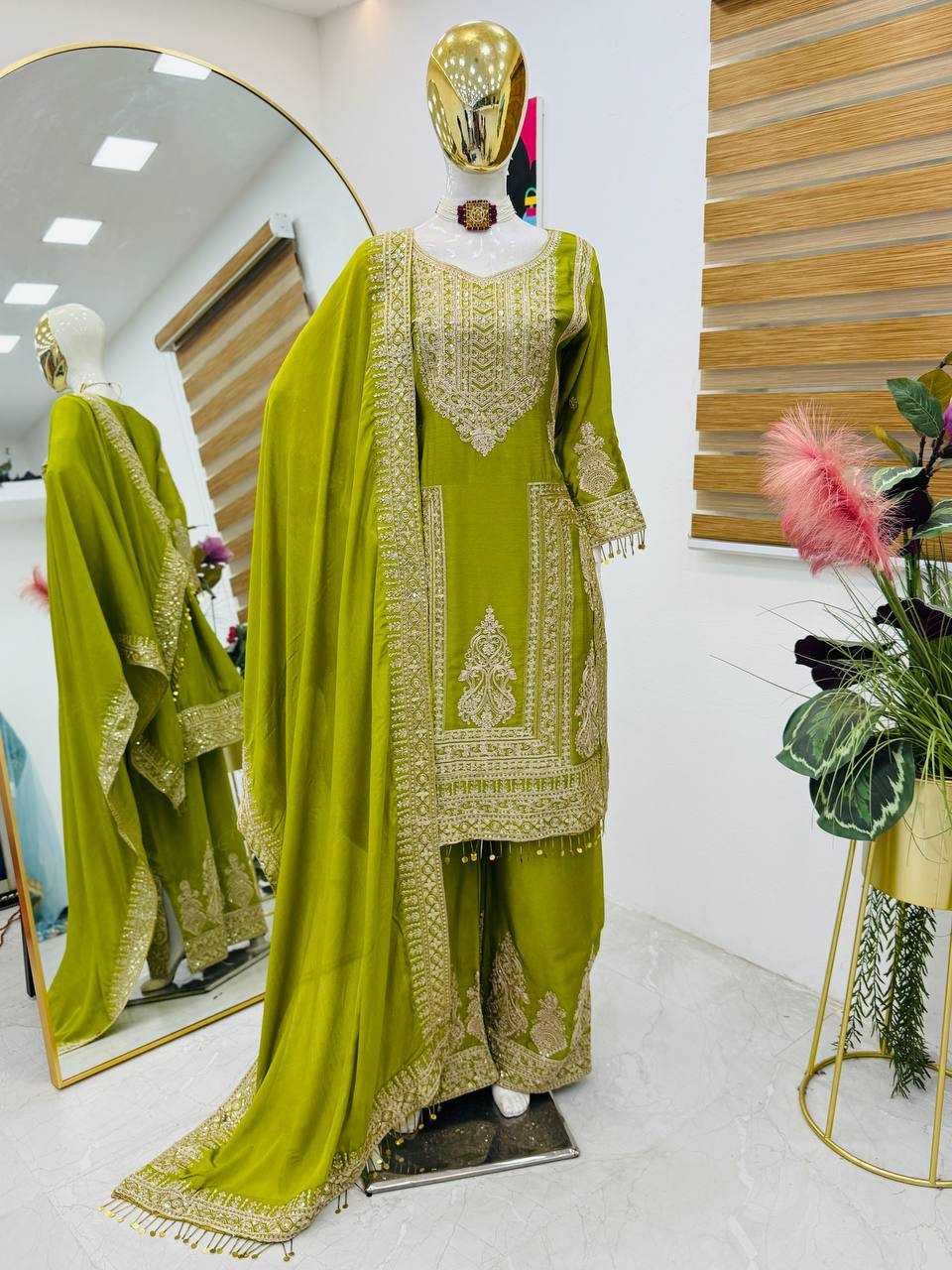 Ynf Chinon Silk KESH158 10092 Suits & Dresses Wedding Collections Festive Collections Wholesale Embroidery Suits Ladies Silk Suit Designer Suits Manufacturer