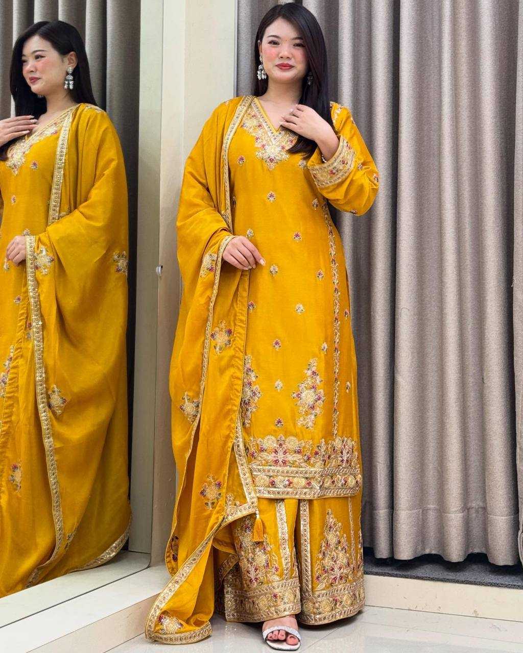 Ynf Chinon Silk KESH158 9026 Suits & Dresses Wedding Collections Festive Collections Wholesale Sharara Salwar Suits Ladies Silk Suit Wedding Outfits Manufacturer