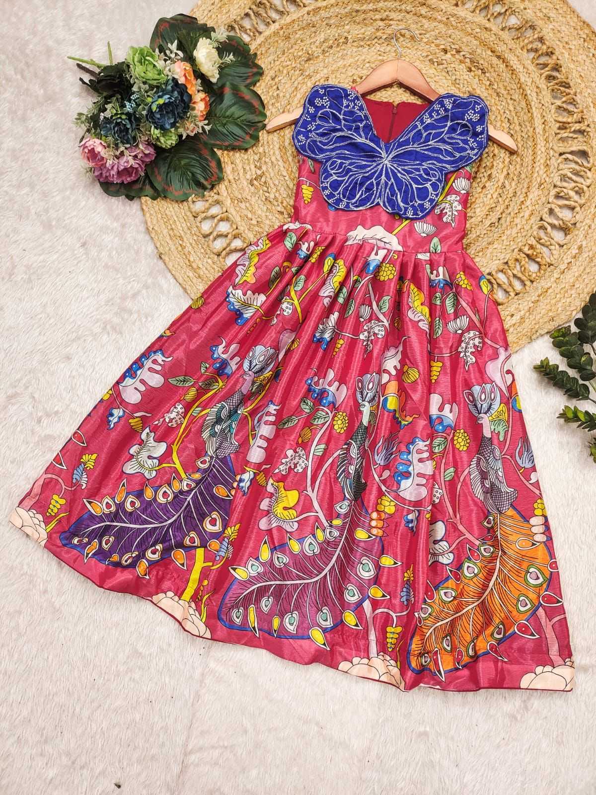 Ynf Chinon Silk KESH493 Siqwons Kids Wear Wholesale Kids Gown Kids Ethnic Gowns Manufacturer