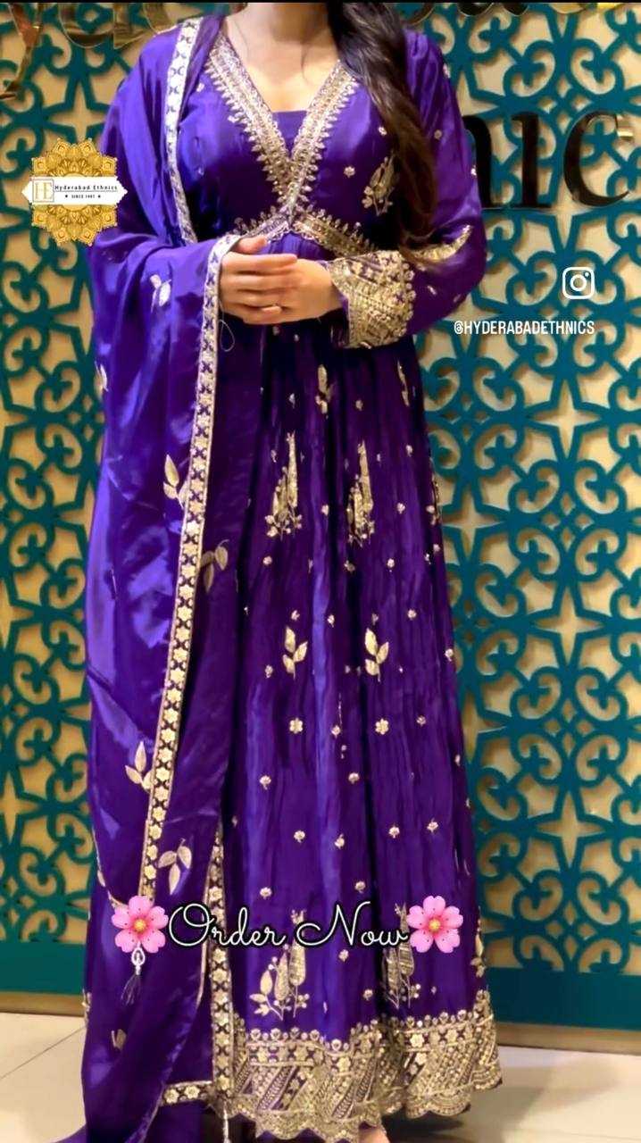 Ynf Chinon Silk KESH506 1149 Gowns Wholesale Fancy Gowns Embroidery Gowns Designer Gowns Manufacturer
