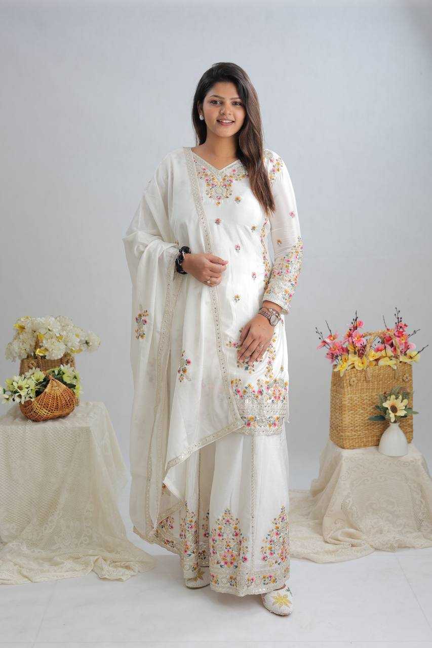 Ynf Chinon Silk KESH506 1151 Suits & Dresses Wedding Collections Festive Collections Wholesale Sharara Salwar Suits Embroidery Suits Ladies Silk Suit Manufacturer