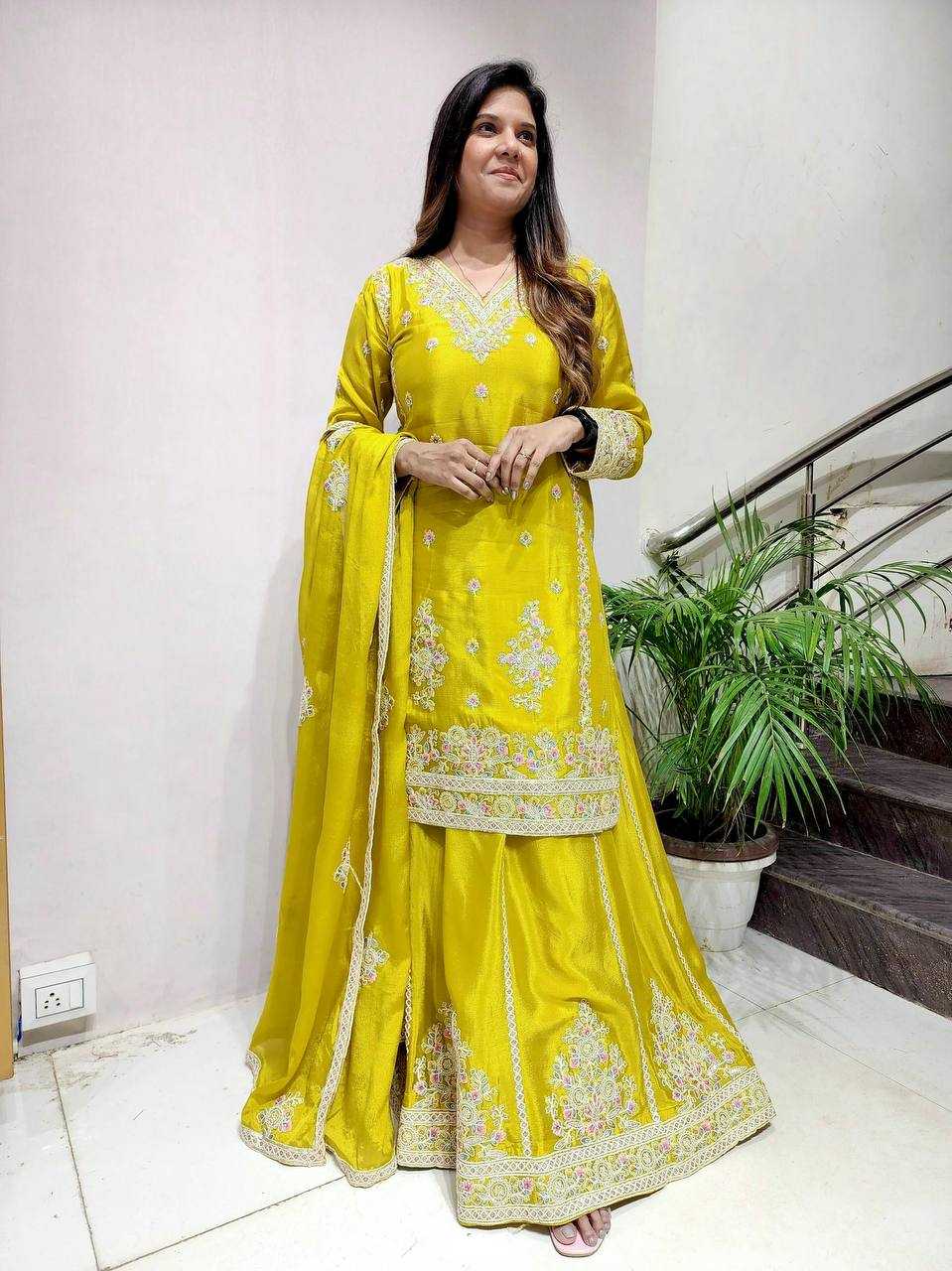 Ynf Chinon Silk KESH506 1151 Suits & Dresses Wedding Collections Festive Collections Wholesale Sharara Salwar Suits Embroidery Suits Ladies Silk Suit Manufacturer
