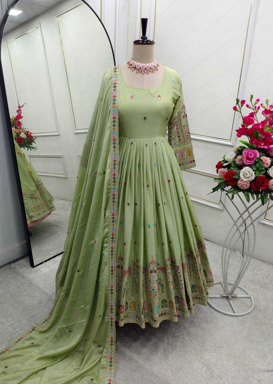 Ynf Chinon Silk KESH506 1191 Gowns Wholesale Fancy Gowns Embroidery Gowns Designer Gowns Manufacturer