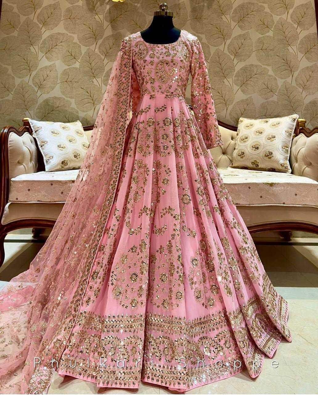 Ynf Chinon Silk KESH506 8044 Gowns Wholesale Fancy Gowns Embroidery Gowns Designer Gowns Manufacturer