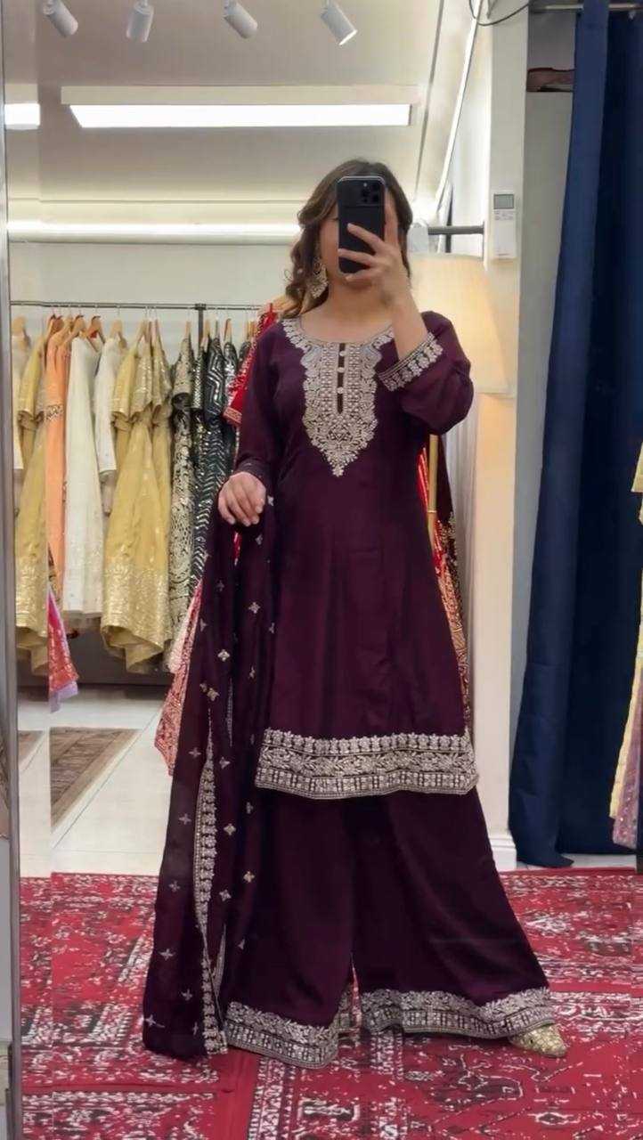 Ynf Chinon Silk RIN162 5887 Suits & Dresses Wholesale Ladies Suits Sharara Salwar Suits Embroidery Suits Party Wear Dresses Manufacturer