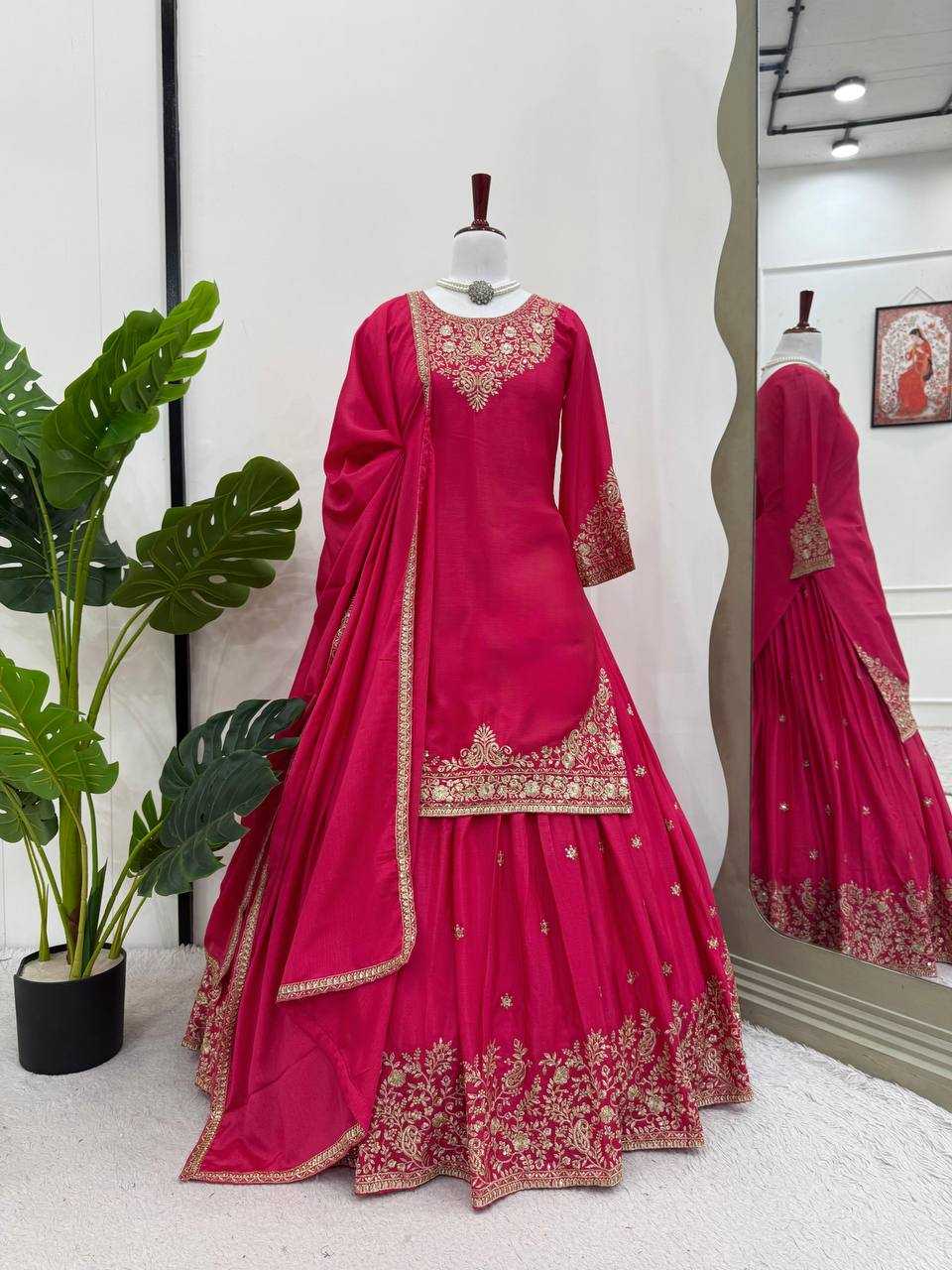 Ynf Chinon Silk RIN162 5890 Lehengas Wedding Collections Festive Collections Wholesale Designer Lehenga Silk Lehenga Wedding Outfits Manufacturer