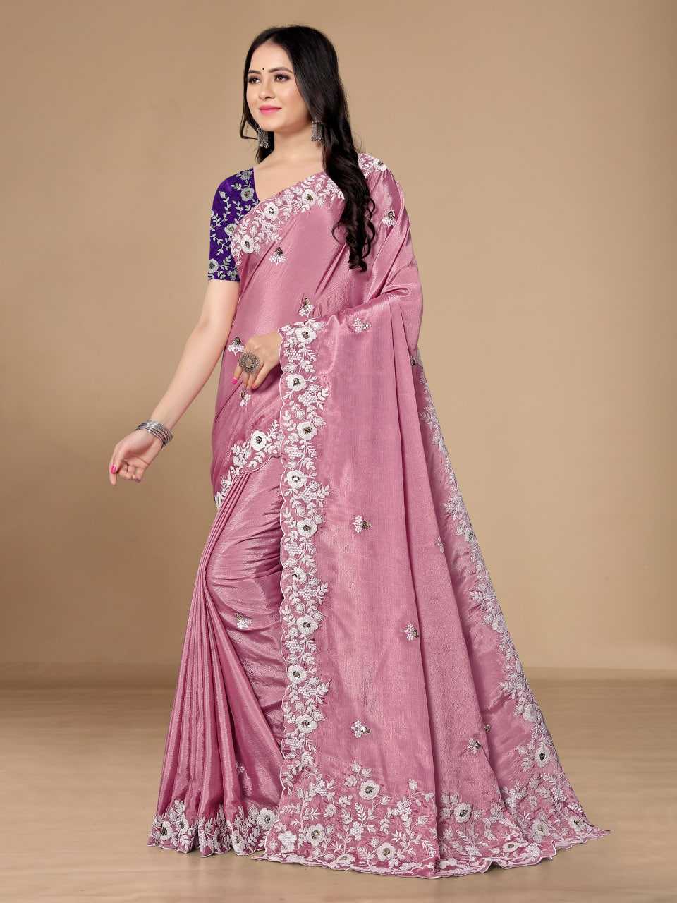 Ynf Chinon Silk RIN188 Bhakti2 Sarees Wedding Collections Festive Collections Wholesale Embroidered Sarees Silk Sarees Sarees With Blouse Manufacturer