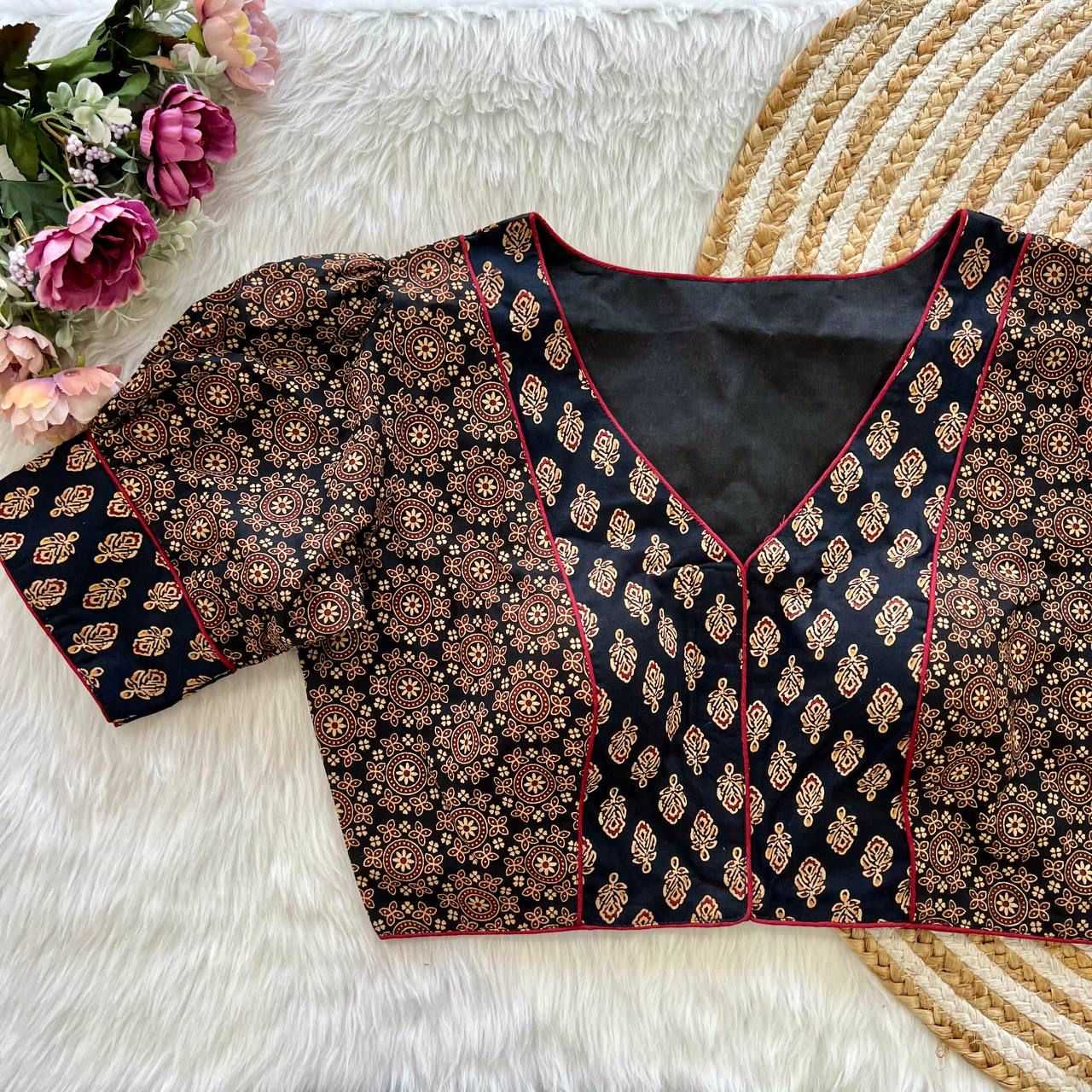Ynf Cotton Cambric KESH426 AJRAKH PRINT Readymade Blouses Wholesale Printed Blouse Designer Blouse Cotton Blouse Manufacturer