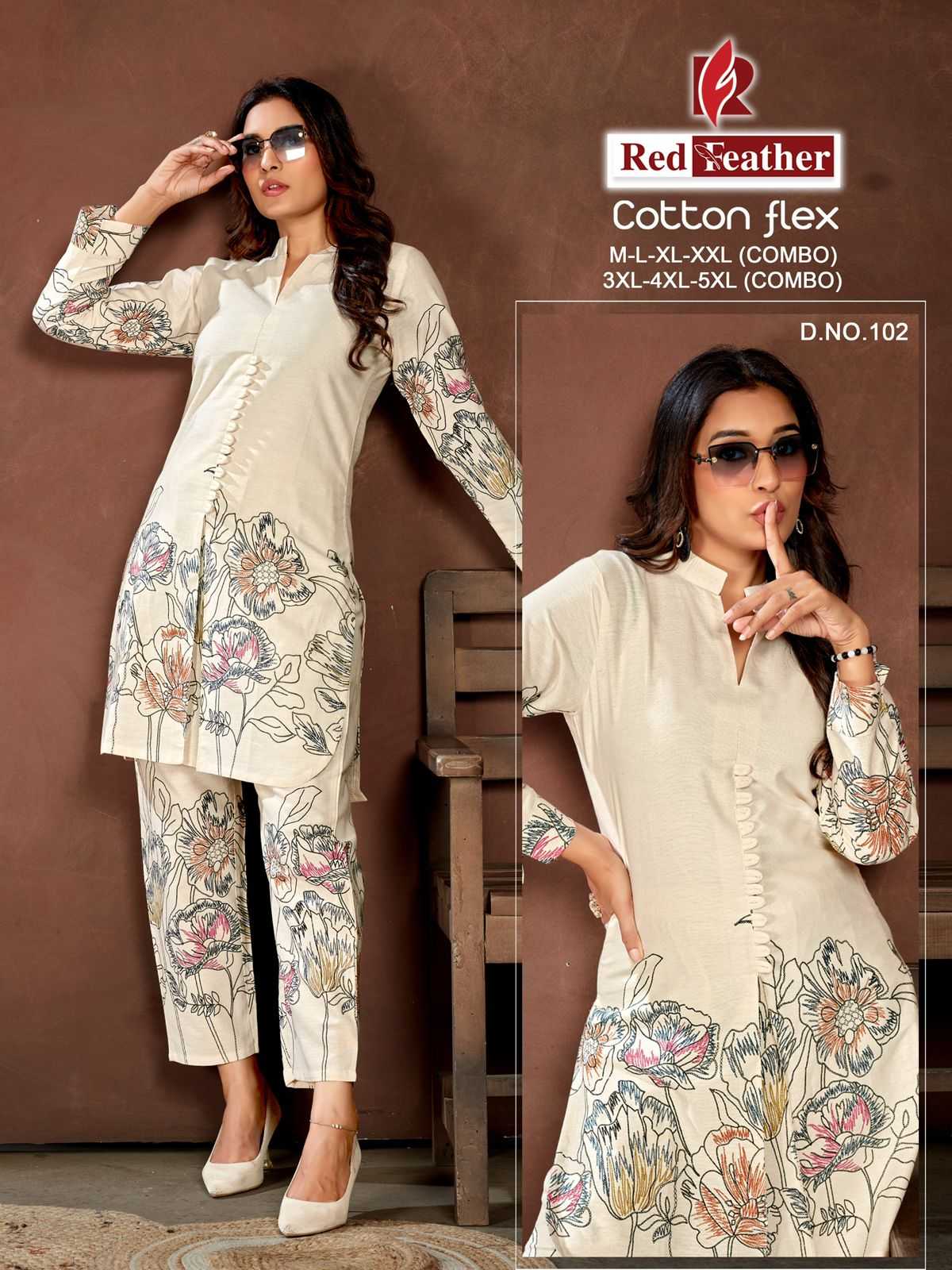 Ynf Cotton RIN190 RED FEATHER Setwise Collections Wholesale Kurtis Catalogs Manufacturer