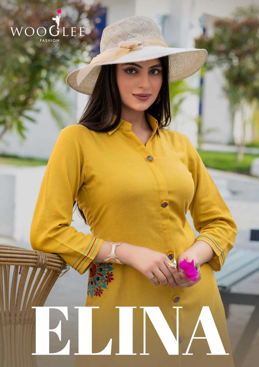 Ynf Cotton RIN190 WOOGLEE Elina Setwise Collections Wholesale Kurtis Catalogs Manufacturer