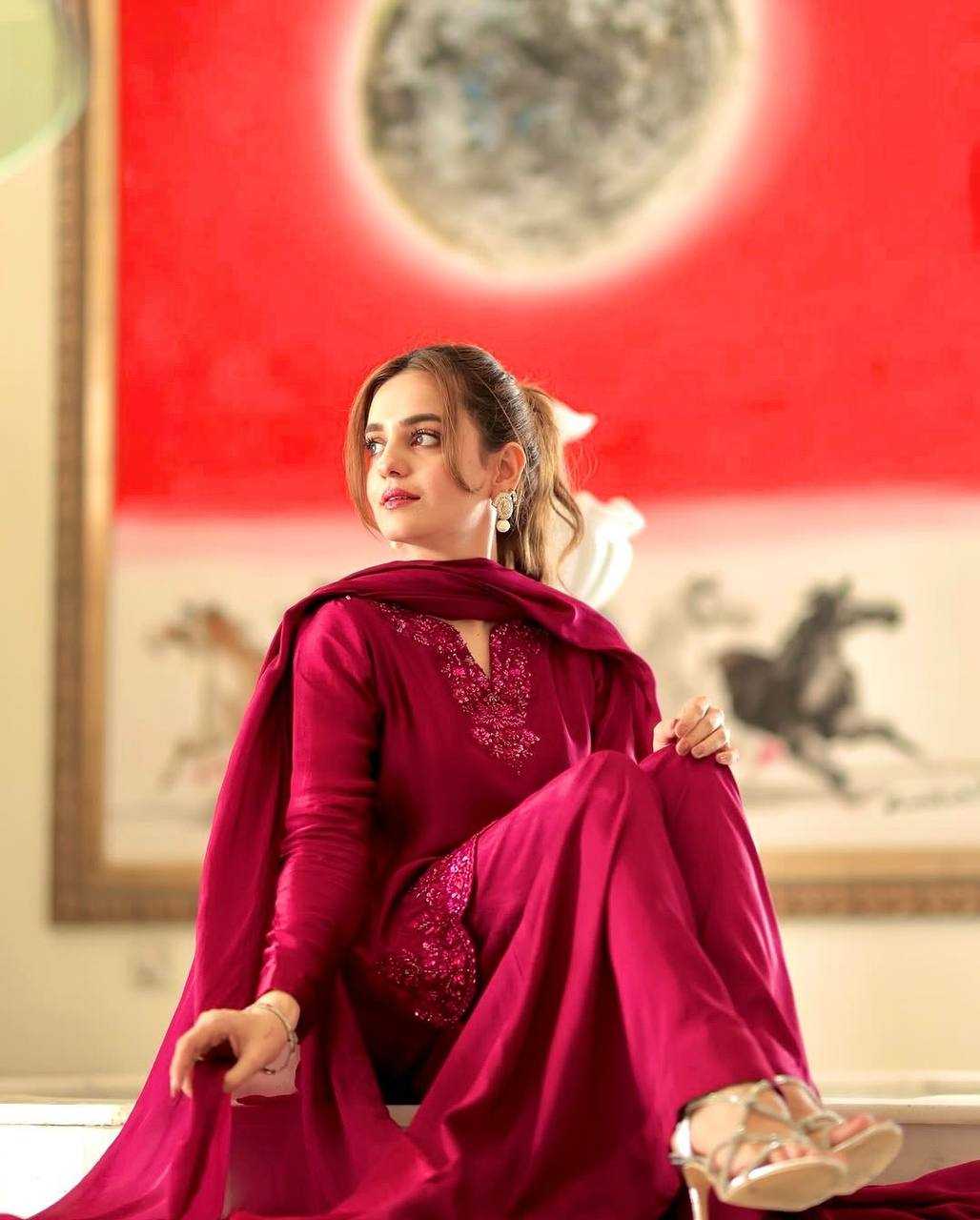 Ynf Crepe Silk RIN197 4795 Suits & Dresses Wholesale Ladies Silk Suit Bridal Suits Designer Suits Manufacturer