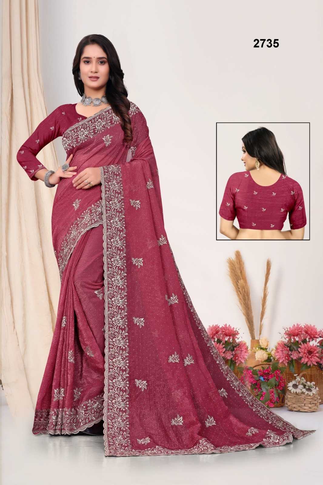Ynf Crunchi KESH114 2735 Sarees Wedding Collections Festive Collections Wholesale Embroidered Sarees Stone Work Saree Zari Border Sarees Manufacturer