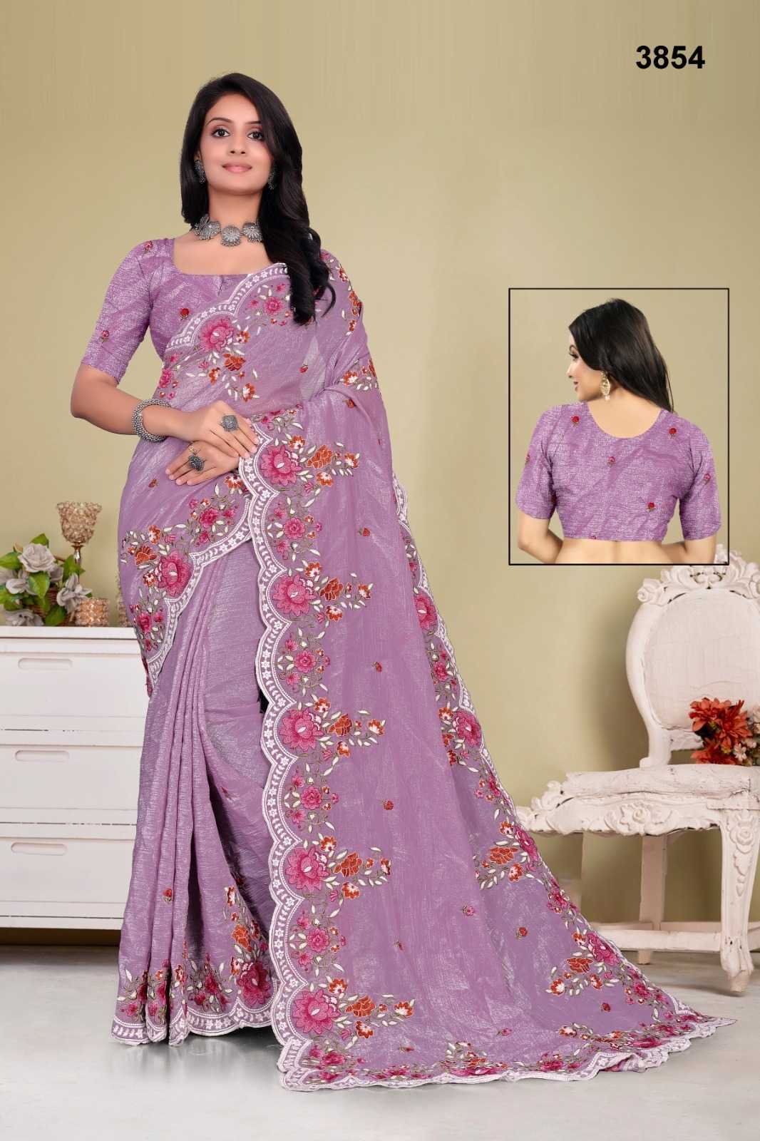 Ynf Crunchi KESH114 3854 Sarees Wedding Collections Festive Collections Wholesale Embroidered Sarees Stone Work Saree Cutwork Saree Manufacturer