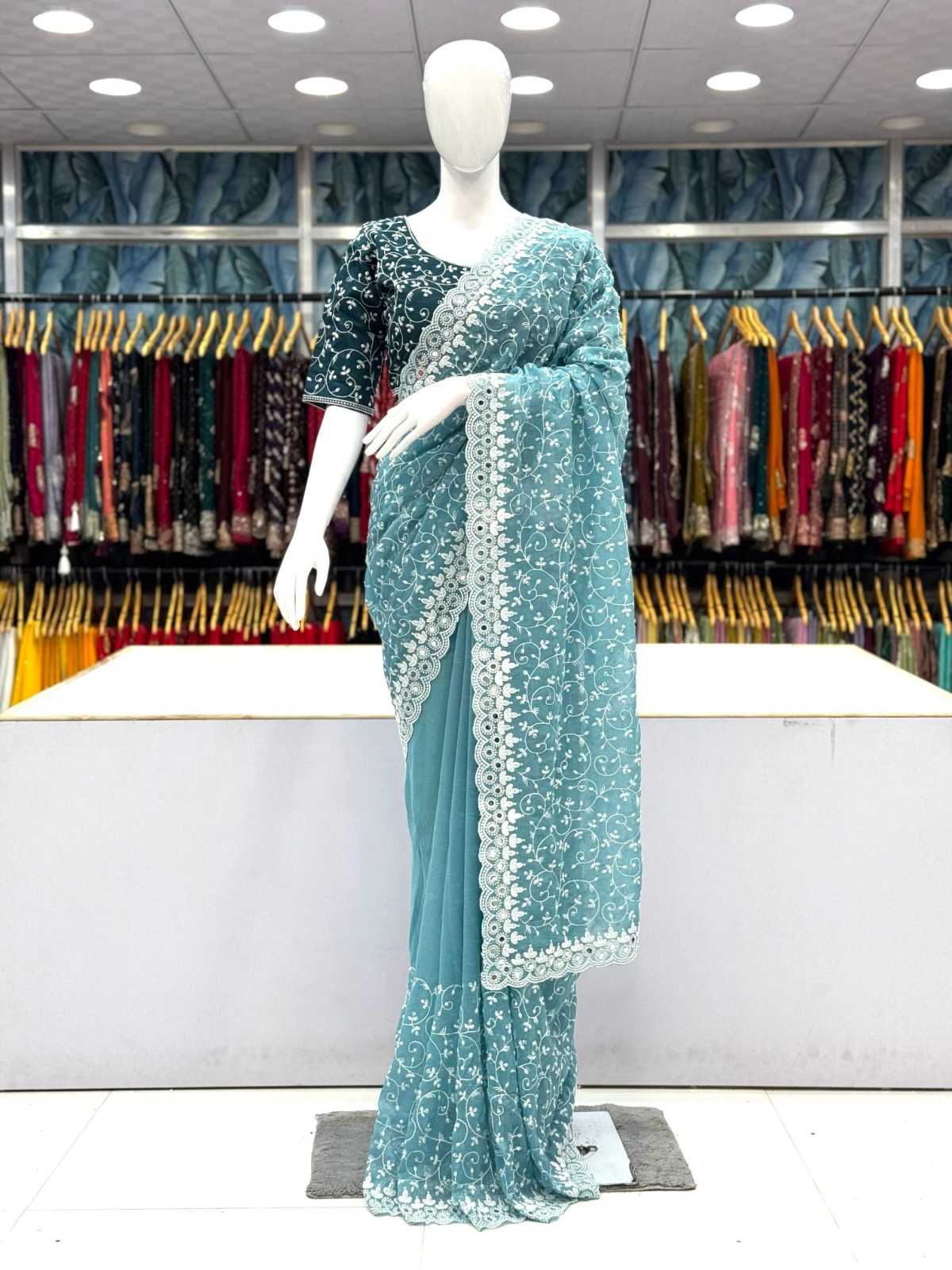 Ynf Crunchi KESH114 4724 Sarees Wedding Collections Festive Collections Wholesale Designer Sarees Mirror Work Saree Wedding Outfits Manufacturer