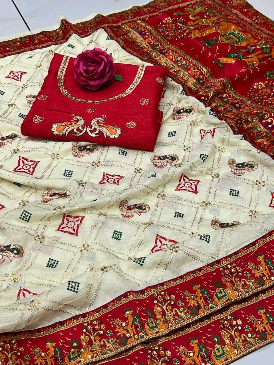 Ynf Dola Silk RIN144 PANETAR PATOLA - 3 Silk Sarees Wedding Collections Festive Collections Wholesale Dola Silk Sarees Designer Silk Sarees Embroidered Silk Sarees Manufacturer