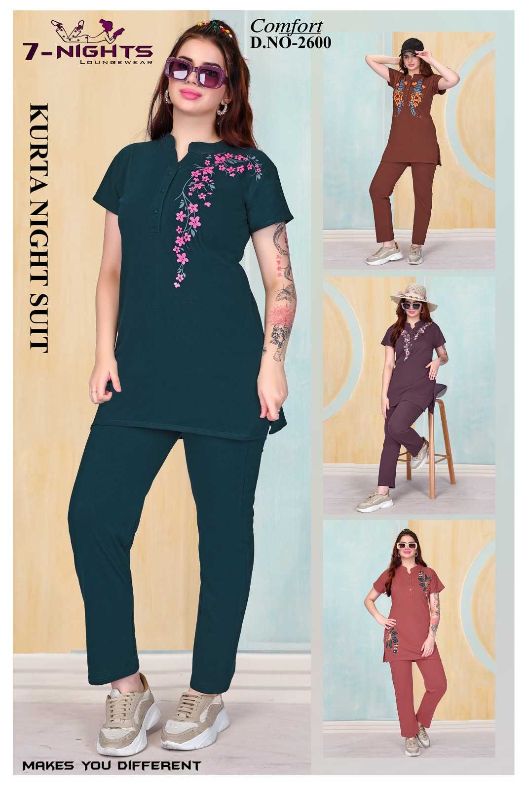 Ynf Fancy RIN190 Kurta Night Setwise Collections Wholesale Night Wear Catalogs Manufacturer