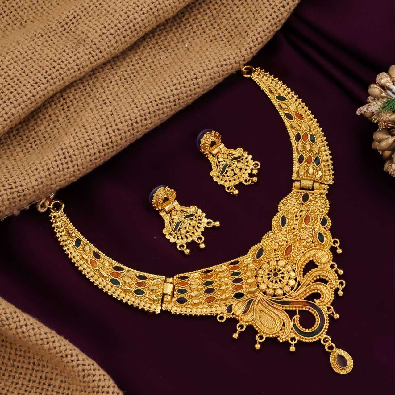 Ynf Fancy Womens Jewellery Wholesale Necklaces Set Golden Necklace Set Gold Plated Jewelry Manufacturer