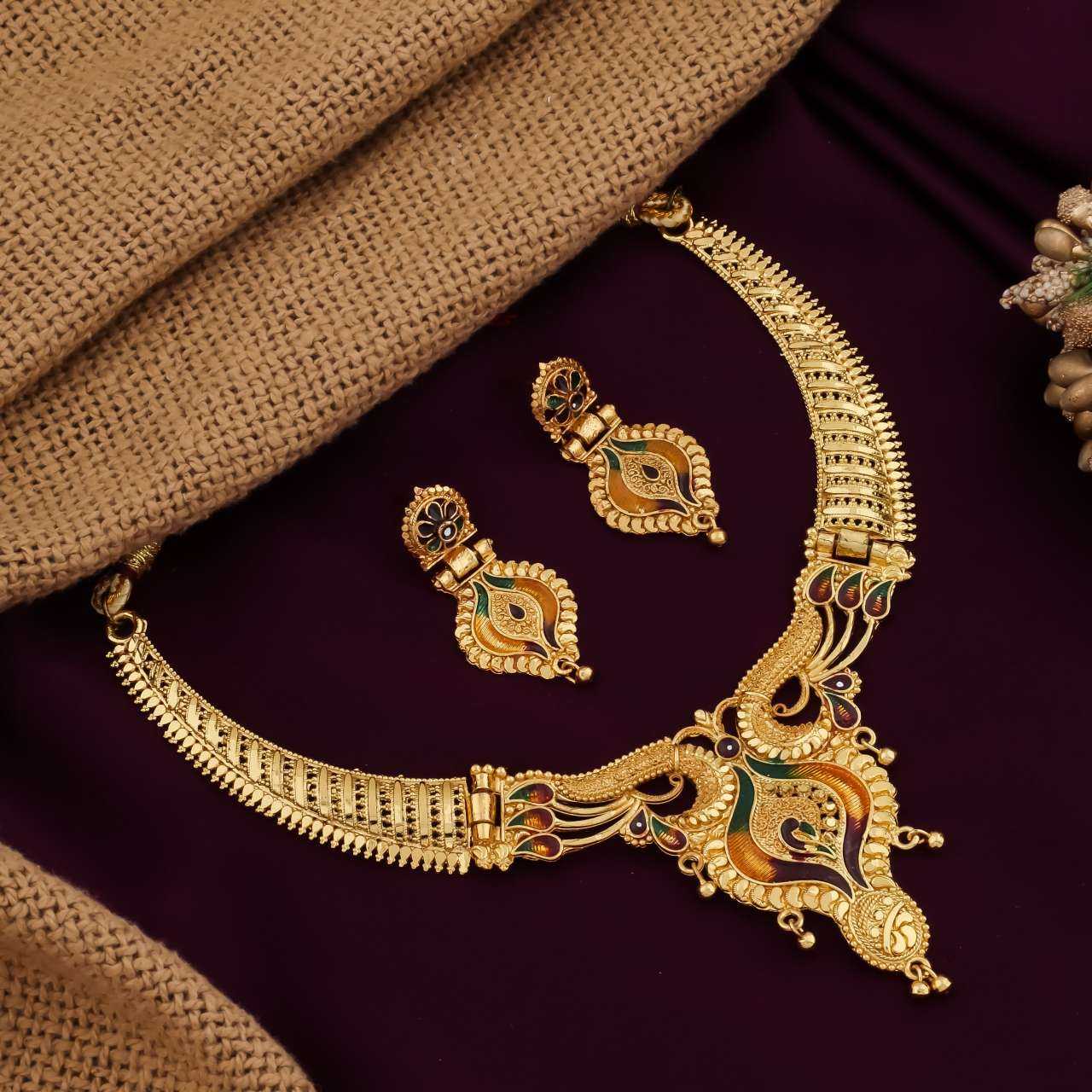 Ynf Fancy Womens Jewellery Wholesale Necklaces Set Golden Necklace Set Gold Plated Jewelry Manufacturer