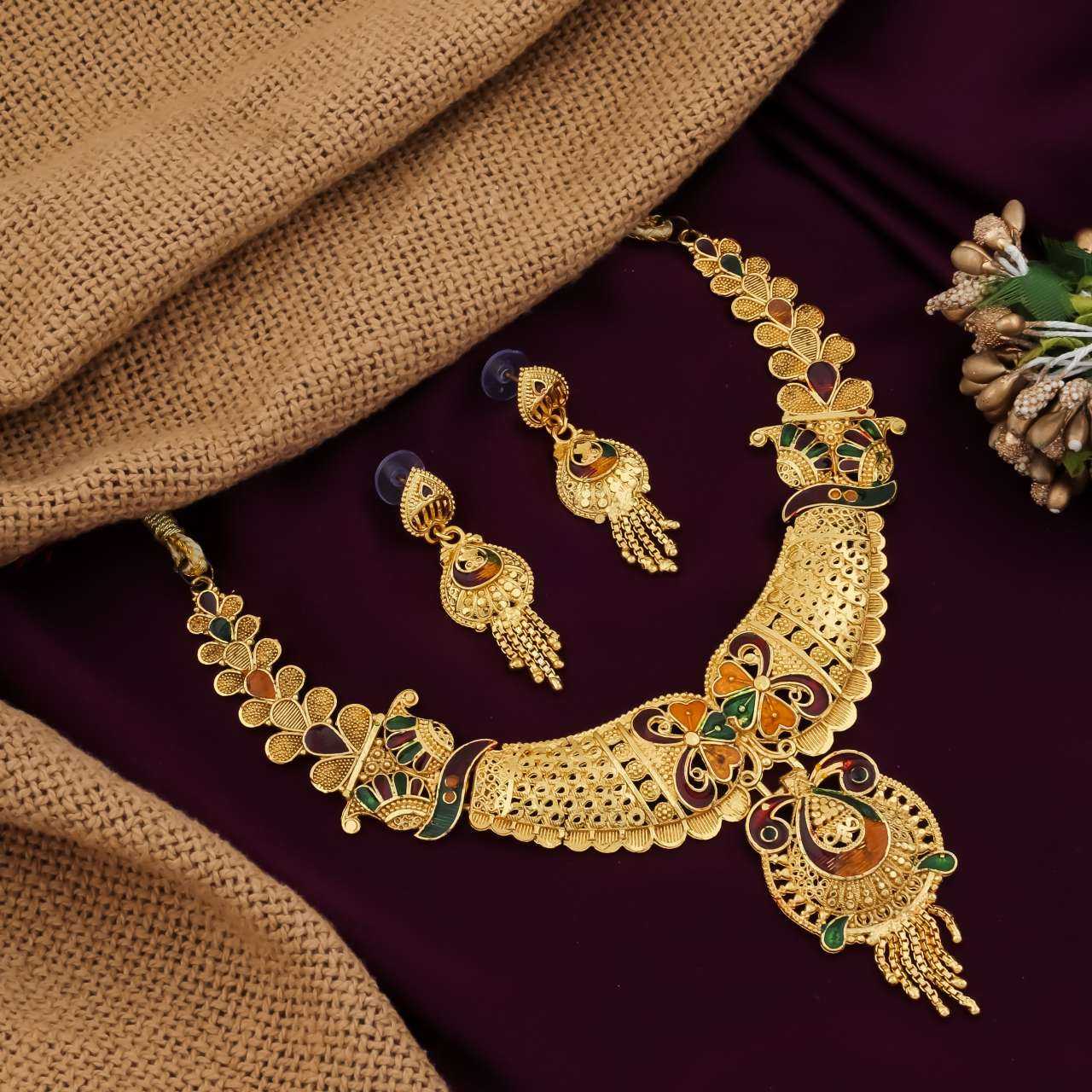 Ynf Fancy Womens Jewellery Wholesale Necklaces Set Golden Necklace Set Gold Plated Jewelry Manufacturer