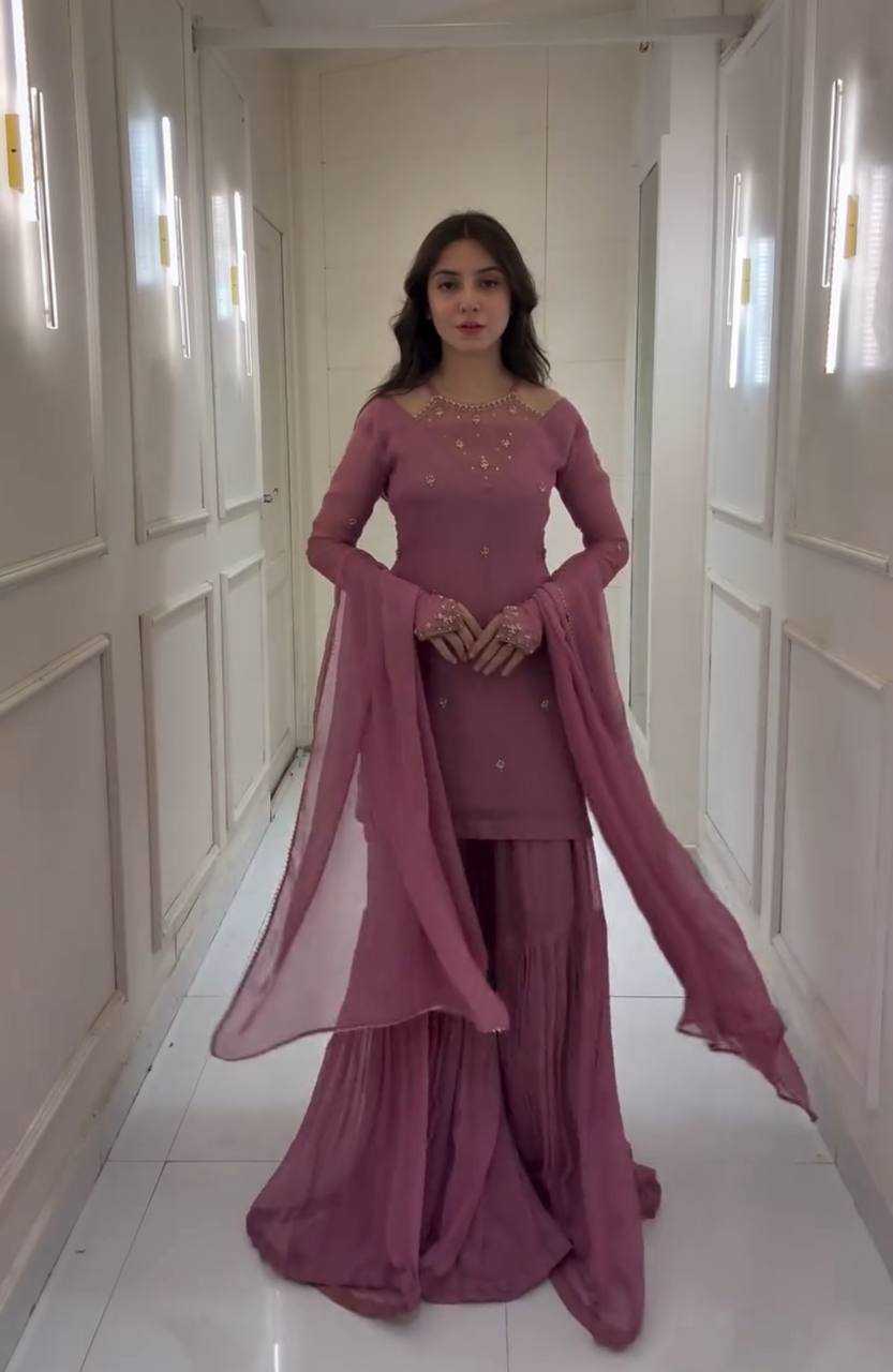 Ynf Faux Georgette KESH158 10102 Suits & Dresses Wedding Collections Festive Collections Wholesale Embroidery Suits Palazzo Suit Georgette Suit Manufacturer