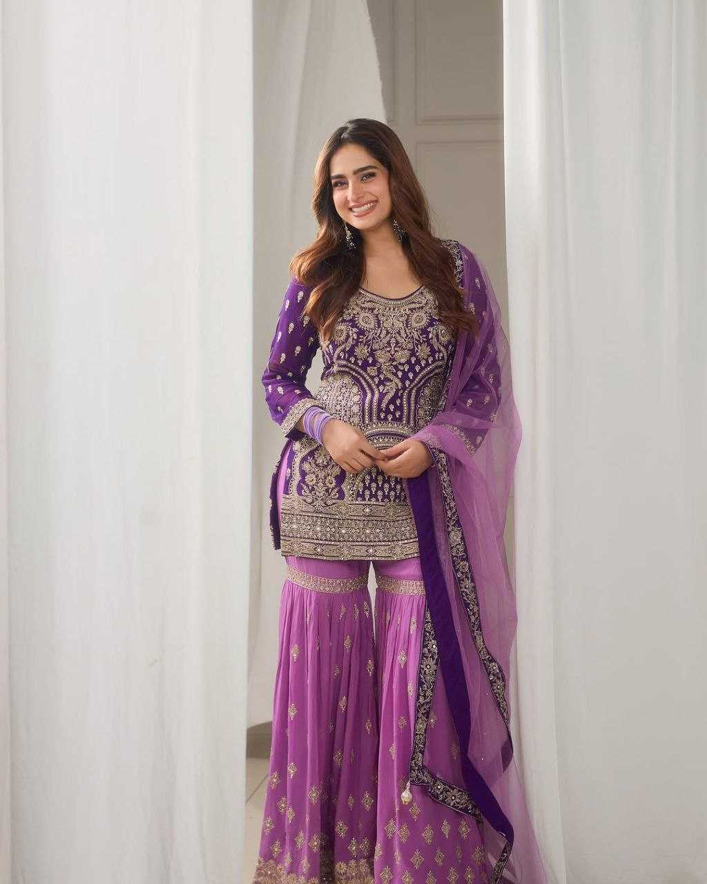 Ynf Faux Georgette KESH158 5052 Suits & Dresses Wedding Collections Bollywood Collections Wholesale Embroidery Suits Palazzo Suit Georgette Suit Manufacturer