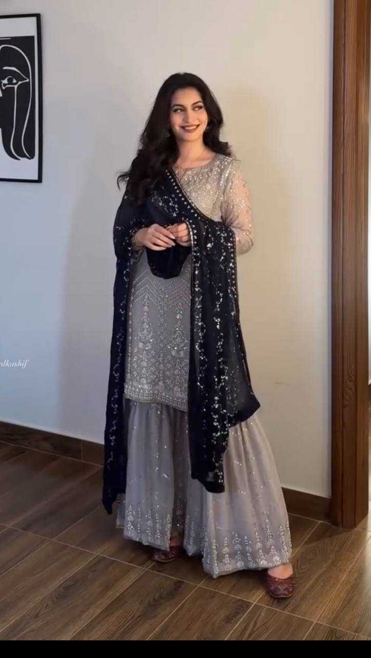 Ynf Faux Georgette KESH158 9010 Suits & Dresses Wedding Collections Festive Collections Wholesale Sharara Salwar Suits Georgette Suit Wedding Outfits Manufacturer