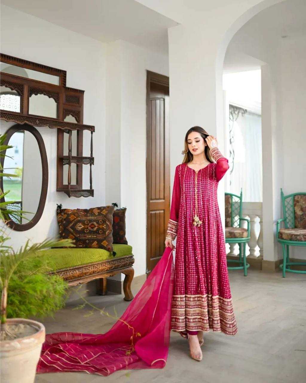 Ynf Faux Georgette KESH158 9020 Gowns Wedding Collections Festive Collections Wholesale Embroidery Gowns Georgette Gown Designer Gowns Manufacturer