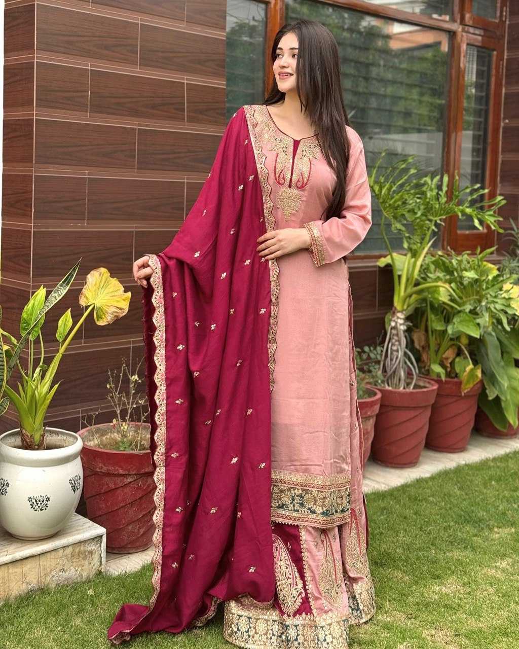 Ynf Faux Georgette KESH158 PREITY Suits & Dresses Wedding Collections Festive Collections Wholesale Palazzo Suit Georgette Suit Wedding Outfits Manufacturer