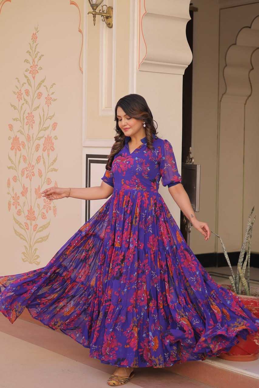 Ynf Faux Georgette KESH491 9246 Gowns Wedding Collections Festive Collections Wholesale Printed Gowns Georgette Gown Party Wear Gowns Manufacturer