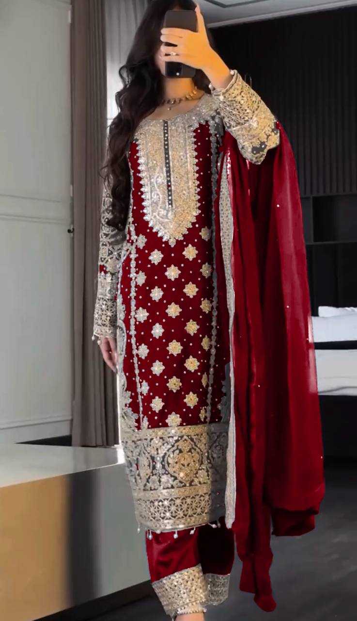 Ynf Faux Georgette KESH499 1654 Suits & Dresses Wedding Collections Plus Size Collections Wholesale Embroidery Suits Georgette Suit Designer Suits Manufacturer