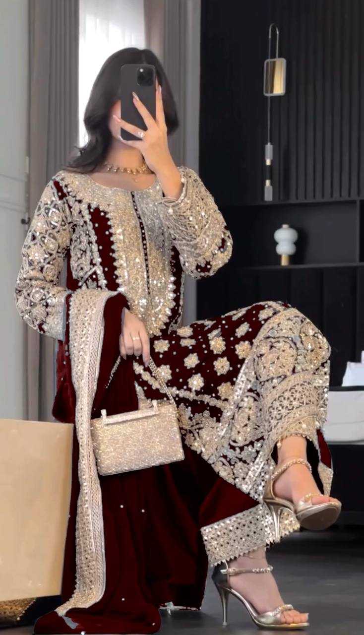 Ynf Faux Georgette KESH499 1654 Suits & Dresses Wedding Collections Plus Size Collections Wholesale Embroidery Suits Sangeet Outfits Manufacturer
