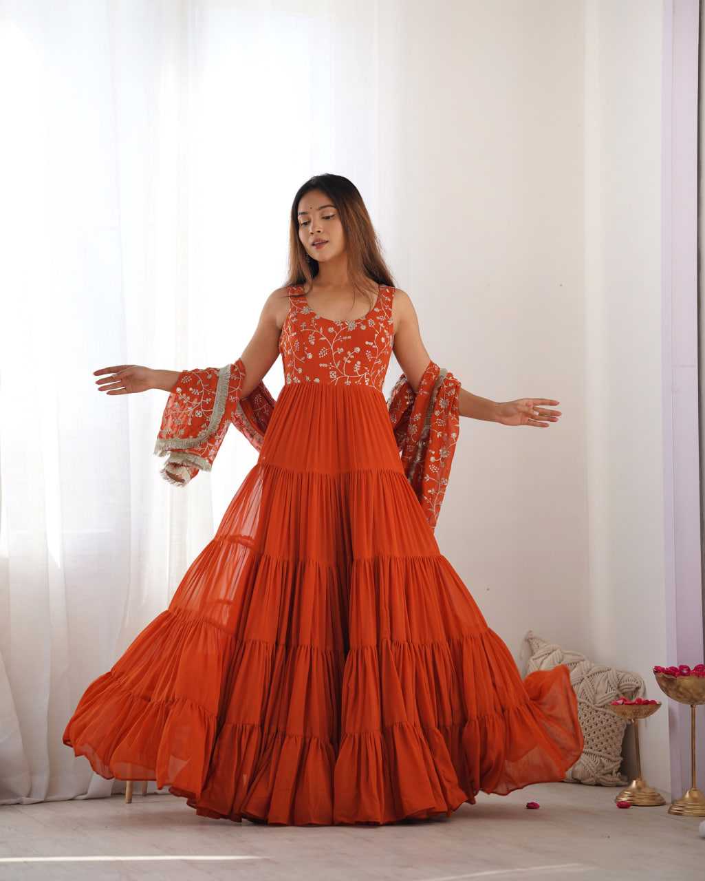 Ynf Faux Georgette KESH504 49 Gowns Wedding Collections Festive Collections Wholesale Anarkali Gown Georgette Gown Gown With Dupatta Manufacturer