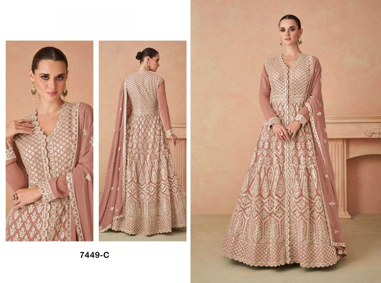 Ynf Faux Georgette KESH504 7444 Gowns Wedding Collections Festive Collections Wholesale Embroidery Gowns Georgette Gown Designer Gowns Manufacturer