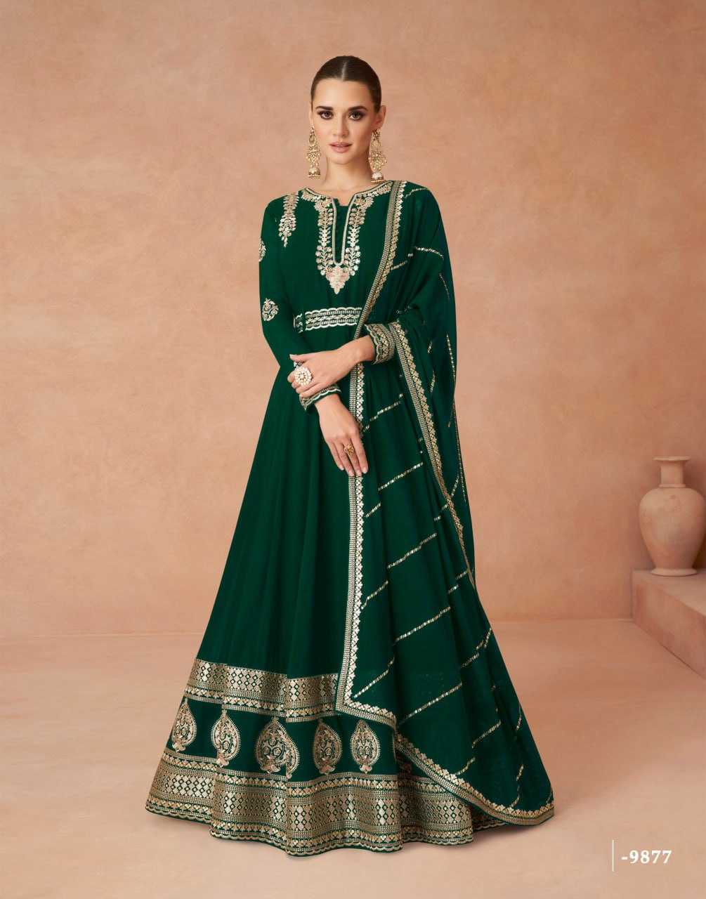 Ynf Faux Georgette KESH504 9875 Gowns Wedding Collections Festive Collections Wholesale Georgette Gown Gown With Dupatta Gown With Belt Manufacturer
