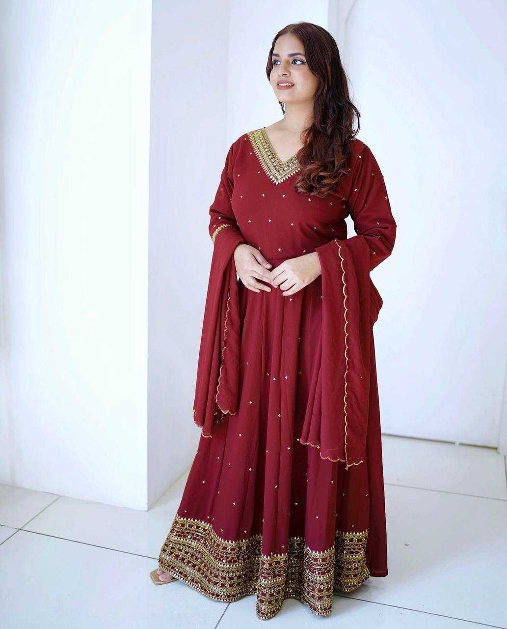 Ynf Faux Georgette KESH506 110 Gowns Wedding Collections Festive Collections Wholesale Embroidery Gowns Georgette Gown Gown With Dupatta Manufacturer