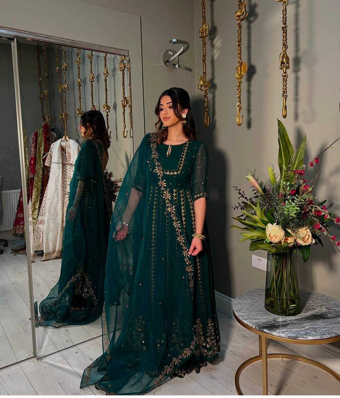 Ynf Faux Georgette KESH506 113 Gowns Wedding Collections Festive Collections Wholesale Embroidery Gowns Georgette Gown Gown With Dupatta Manufacturer