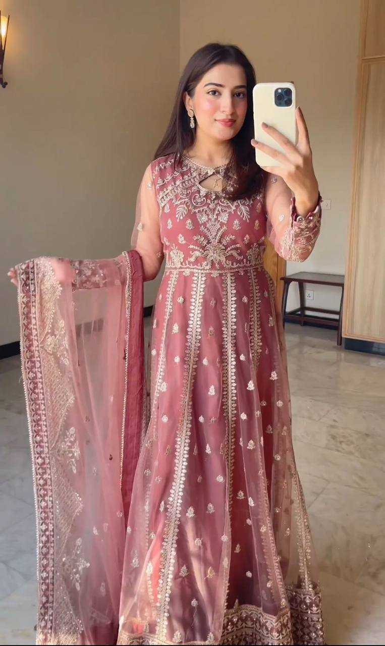 Ynf Faux Georgette KESH506 8028 Gowns Wholesale Fancy Gowns Embroidery Gowns Designer Gowns Manufacturer