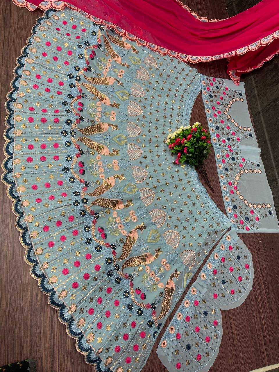Ynf Faux Georgette KESH512 1035 Lehengas Wholesale Designer Lehenga Fancy Lehenga Embroidered Lehenga Manufacturer