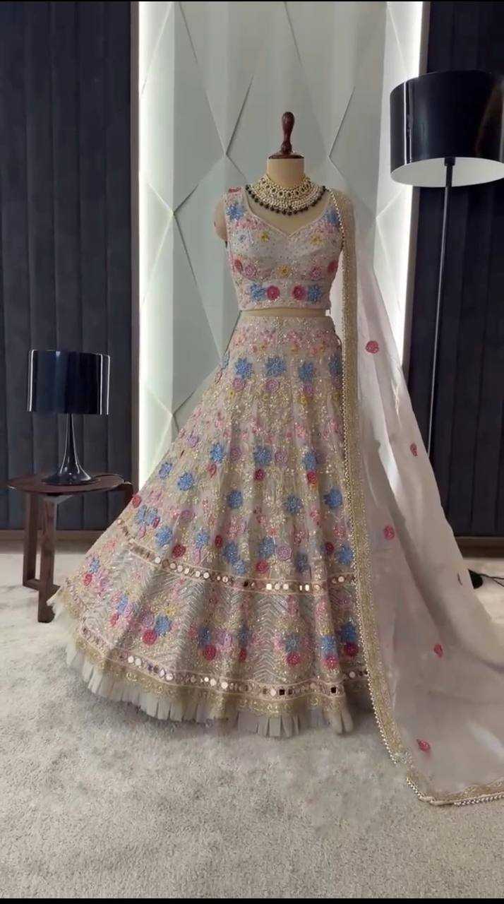 Ynf Faux Georgette KESH512 1766 Lehengas Wedding Collections Festive Collections Wholesale Embroidered Lehenga Mirror Work Lehenga Lehenga With Blouse Manufacturer