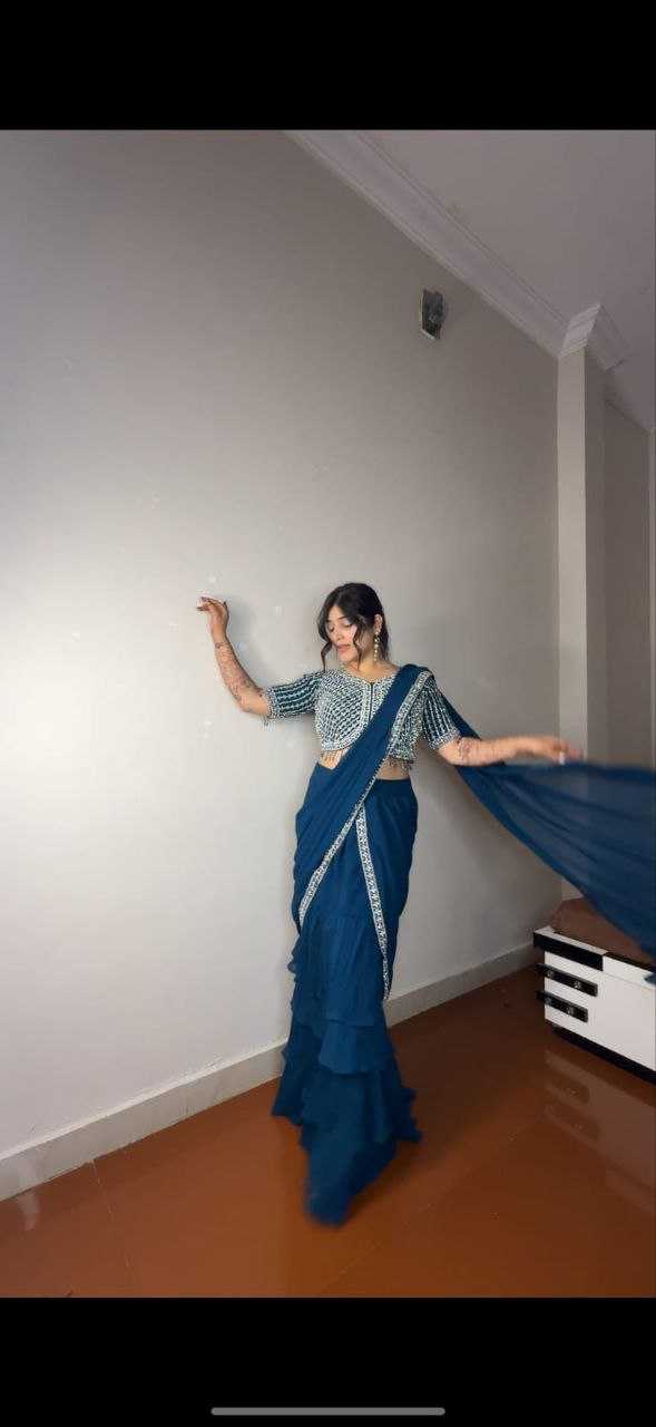 Ynf Faux Georgette KESH516 9247 Sarees Wholesale Ready To Wear Sarees Party Wear Sarees Fancy Sarees Embroidered Sarees Manufacturer