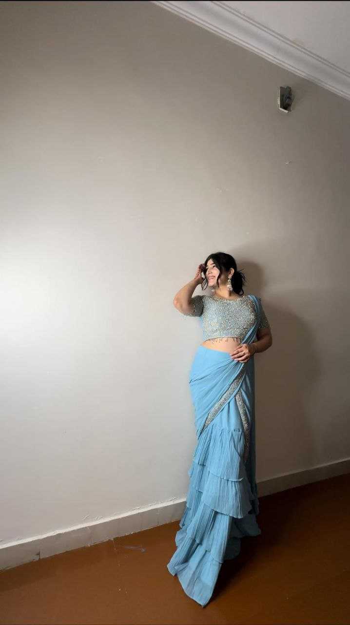 Ynf Faux Georgette KESH516 9265 Sarees Wholesale Ready To Wear Sarees Party Wear Sarees Fancy Sarees Sequence Sarees Embroidered Sarees Manufacturer