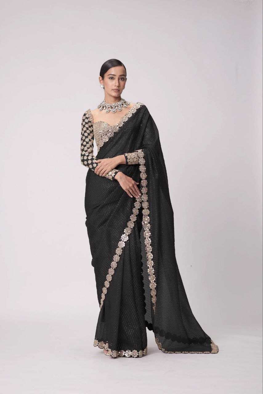 Ynf Faux Georgette RIN112 101 Sarees Wholesale Fancy Sarees Georgette Sarees Work Sarees Manufacturer